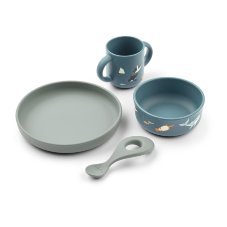 Liewood Vivi Siliconen Servies Set met Print Arctic Sea Ocean view Liewood Vivi Siliconen Servies Set met Print Arctic Sea Ocean view