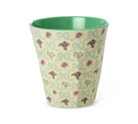 Rice Melamine Beker Bow and Bouquet Medium Rice Melamine Beker Bow and Bouquet Medium