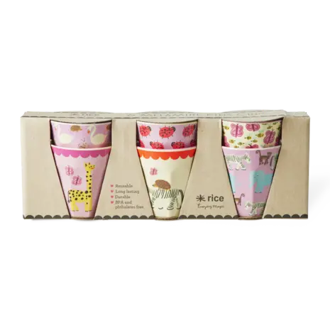 Rice Melamine Beker Wildlife Pink 6-pack Rice Melamine Beker Wildlife Pink 6-pack