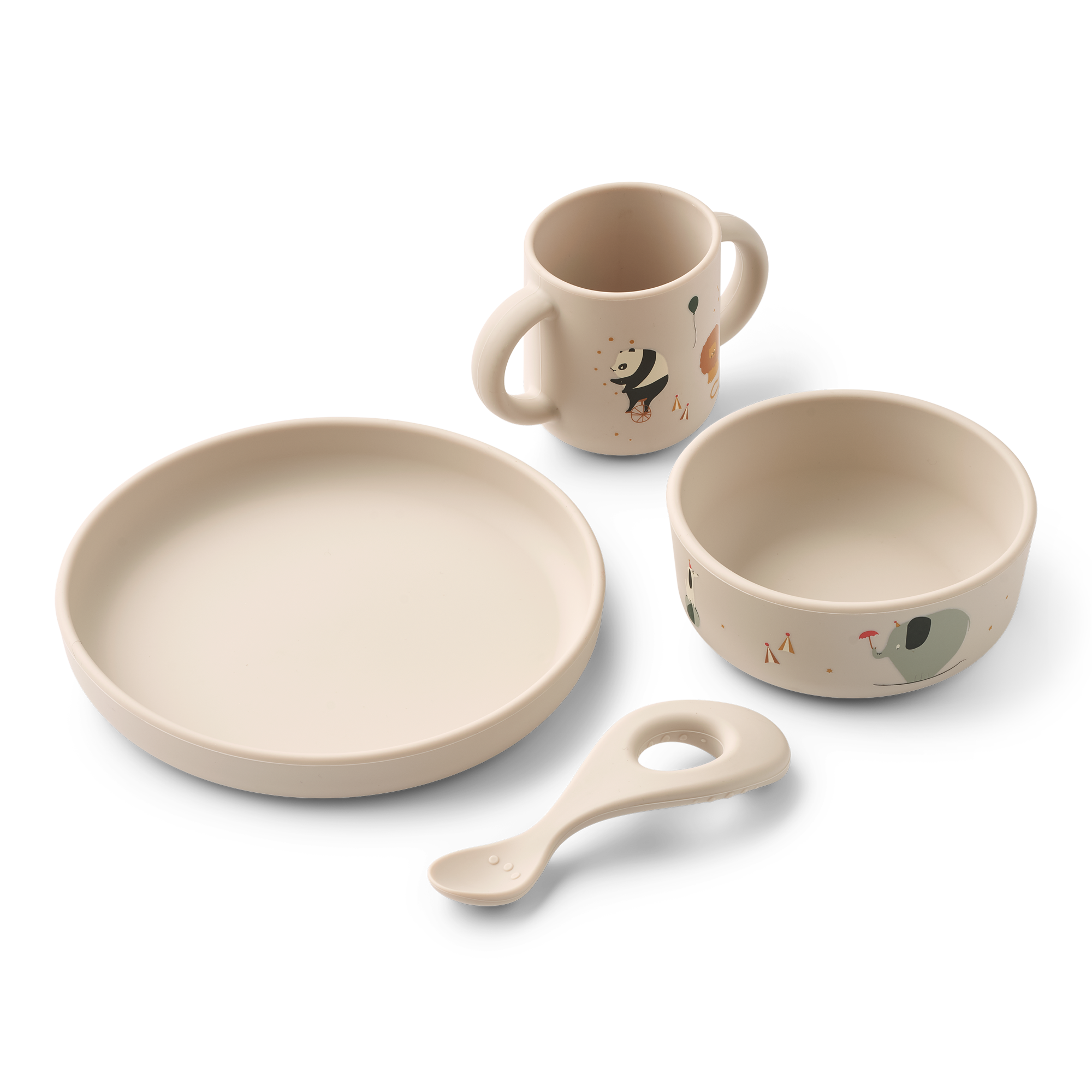 Vivi Siliconen Servies Set met print Circus Sandy afbeelding