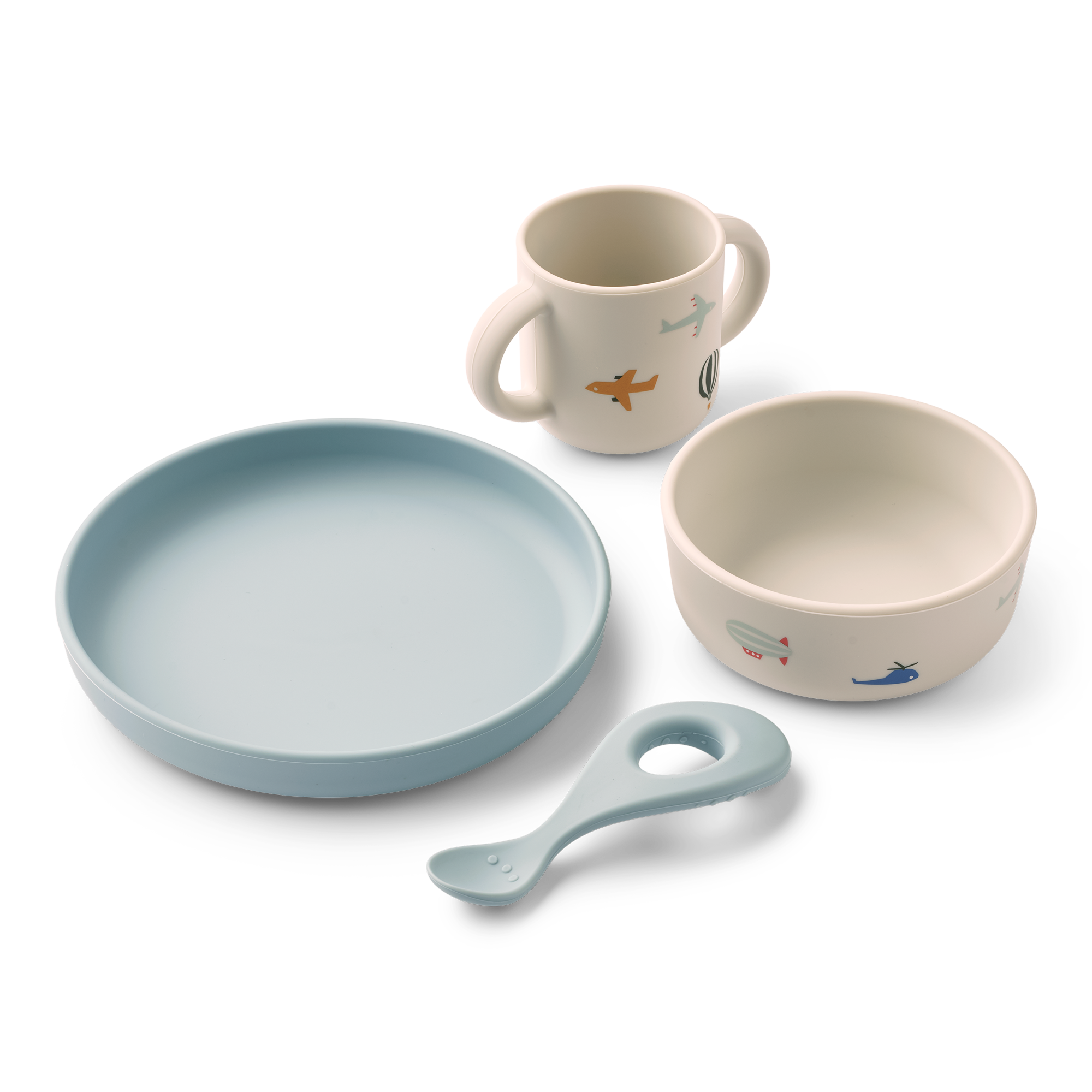 Vivi Siliconen Servies Set met print Aviator Ecru afbeelding