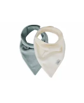 Jollein Slab Bandana Velvet Rib Sea Green Ivory 2-pack Jollein Slab Bandana Velvet Rib Sea Green Ivory 2-pack