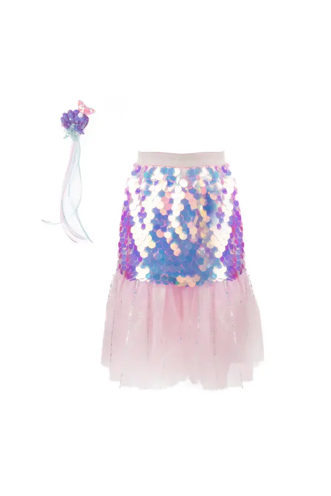 Great Pretenders Skirt & Hairclip Set Bling Bling Mermaid Pink 4-6 jaar