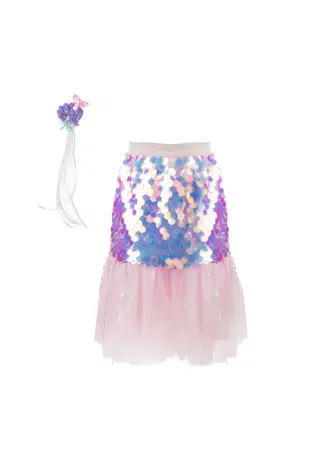 Great Pretenders Skirt & Hairclip Set Bling Bling Mermaid Pink 4-6 jaar
