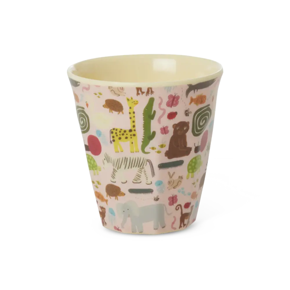 Rice Melamine Beker Wildlife Print Pink Small Rice Melamine Beker Wildlife Print Pink Small