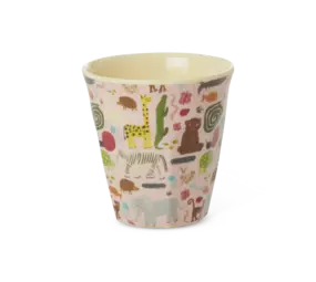 Rice Melamine Beker Wildlife Print Pink Small Rice Melamine Beker Wildlife Print Pink Small