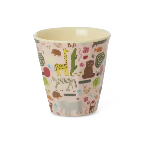 Rice Melamine Beker Wildlife Print Pink Small Rice Melamine Beker Wildlife Print Pink Small