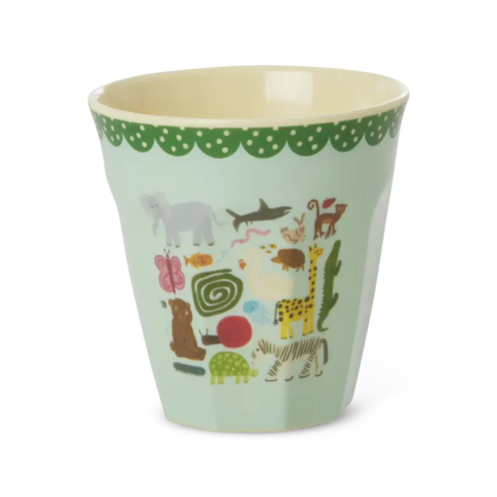 Rice Melamine Beker Wildlife Print Mint Medium Rice Melamine Beker Wildlife Print Mint Medium