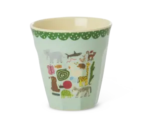 Rice Melamine Beker Wildlife Print Mint Medium Rice Melamine Beker Wildlife Print Mint Medium