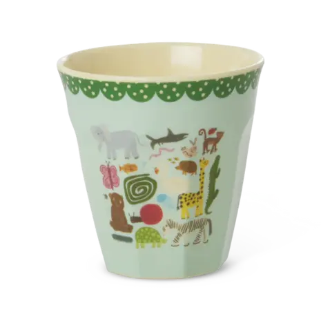 Rice Melamine Beker Wildlife Print Mint Medium Rice Melamine Beker Wildlife Print Mint Medium