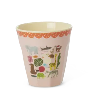 Rice Melamine Beker Wildlife Print Pink Medium Rice Melamine Beker Wildlife Print Pink Medium