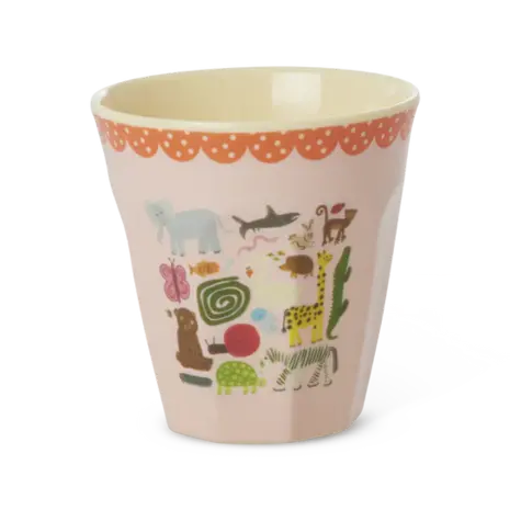 Rice Melamine Beker Wildlife Print Pink Medium