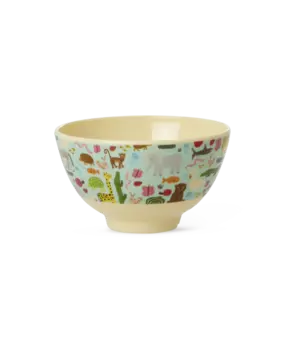 Rice Melamine Kom Wildlife Print Mint Small