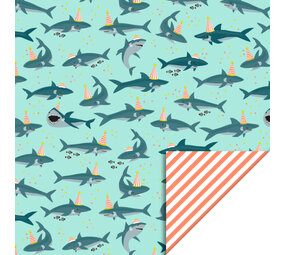 House of Products Inpakpapier Rol Shark Pastel Mint - Stripe Fluor Orange House of Products Inpakpapier Rol Shark Pastel Mint - Stripe Fluor Orange
