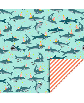 House of Products Inpakpapier Rol Shark Pastel Mint - Stripe Fluor Orange House of Products Inpakpapier Rol Shark Pastel Mint - Stripe Fluor Orange