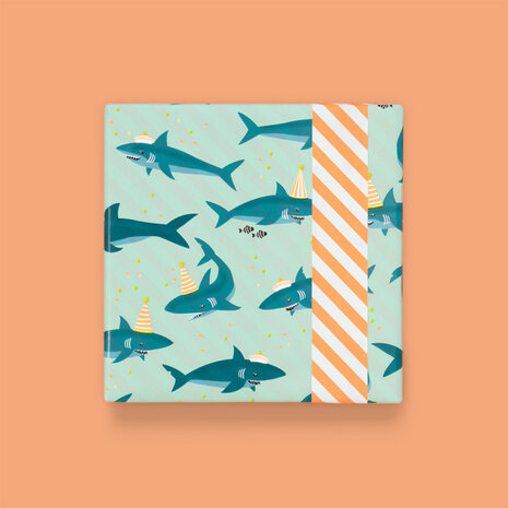 House of Products Inpakpapier Rol Shark Pastel Mint - Stripe Fluor Orange House of Products Inpakpapier Rol Shark Pastel Mint - Stripe Fluor Orange