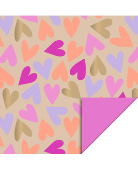 House of Products Inpakpapier Rol Big Hearts Gold - Bright Pink House of Products Inpakpapier Rol Big Hearts Gold - Bright Pink