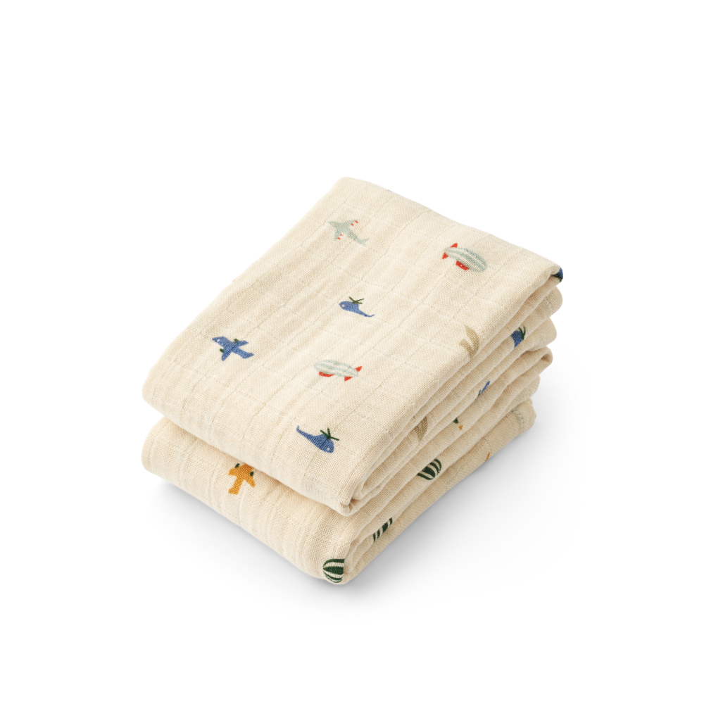 Liewood Hydrofiele Doek Lewis Aviator Ecru 2-pack Liewood Hydrofiele Doek Lewis Aviator Ecru 2-pack