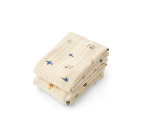 Liewood Hydrofiele Doek Lewis Aviator Ecru 2-pack Liewood Hydrofiele Doek Lewis Aviator Ecru 2-pack