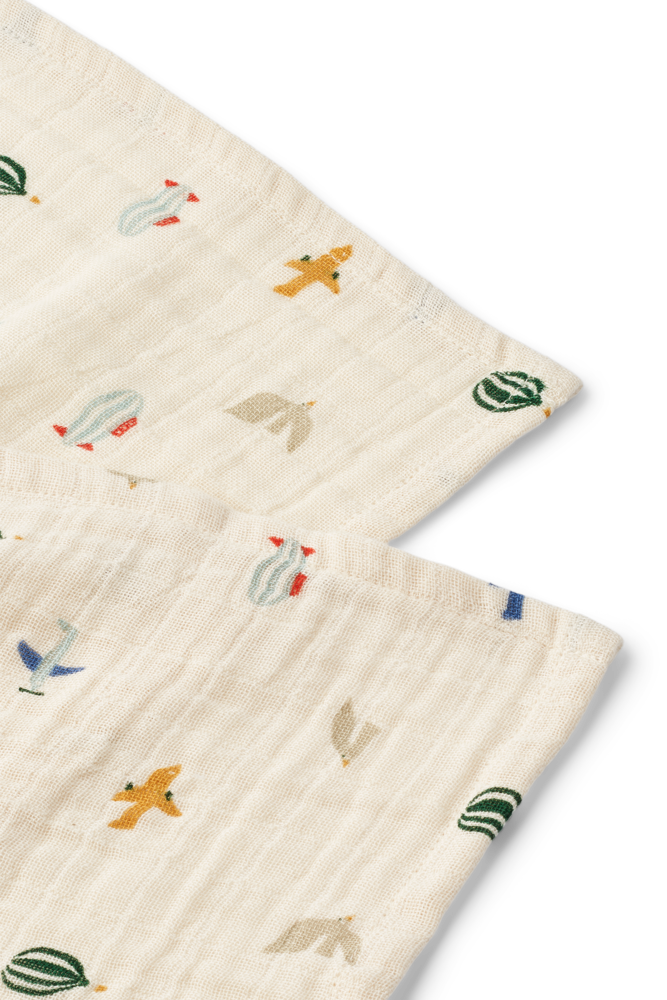 Liewood Hydrofiele Doek Lewis Aviator Ecru 2-pack Liewood Hydrofiele Doek Lewis Aviator Ecru 2-pack