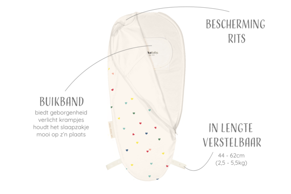 Puckababy Slaapzak Piep 0/3M - Hearts Confetti Puckababy Slaapzak Piep 0/3M - Hearts Confetti