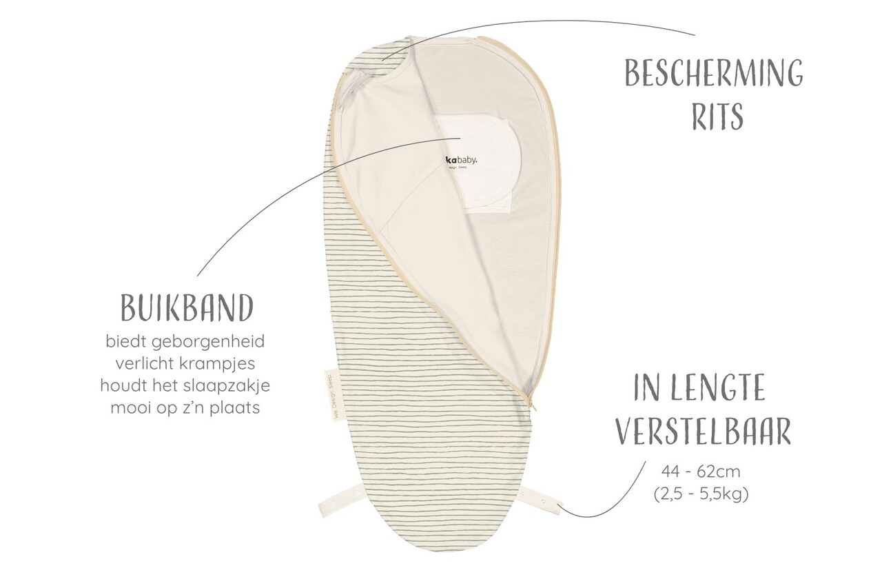 Puckababy Slaapzak Piep 0/3M - Green Stripes Puckababy Slaapzak Piep 0/3M - Green Stripes
