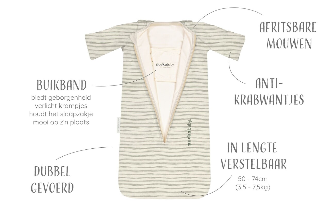Puckababy Slaapzak Bag Newborn <6M - Green Stripes Puckababy Slaapzak Bag Newborn <6M - Green Stripes