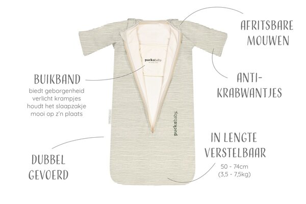 Puckababy Slaapzak Bag Newborn <6M - Green Stripes Puckababy Slaapzak Bag Newborn <6M - Green Stripes