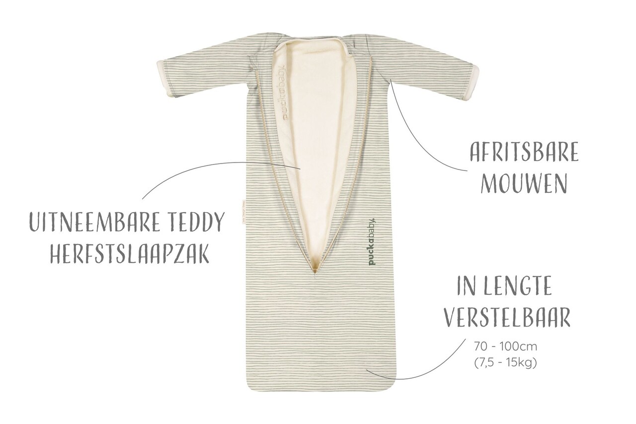 Puckababy Slaapzak Bag 4 Seasons 6M-2,5Y - Green Stripes Puckababy Slaapzak Bag 4 Seasons 6M-2,5Y - Green Stripes