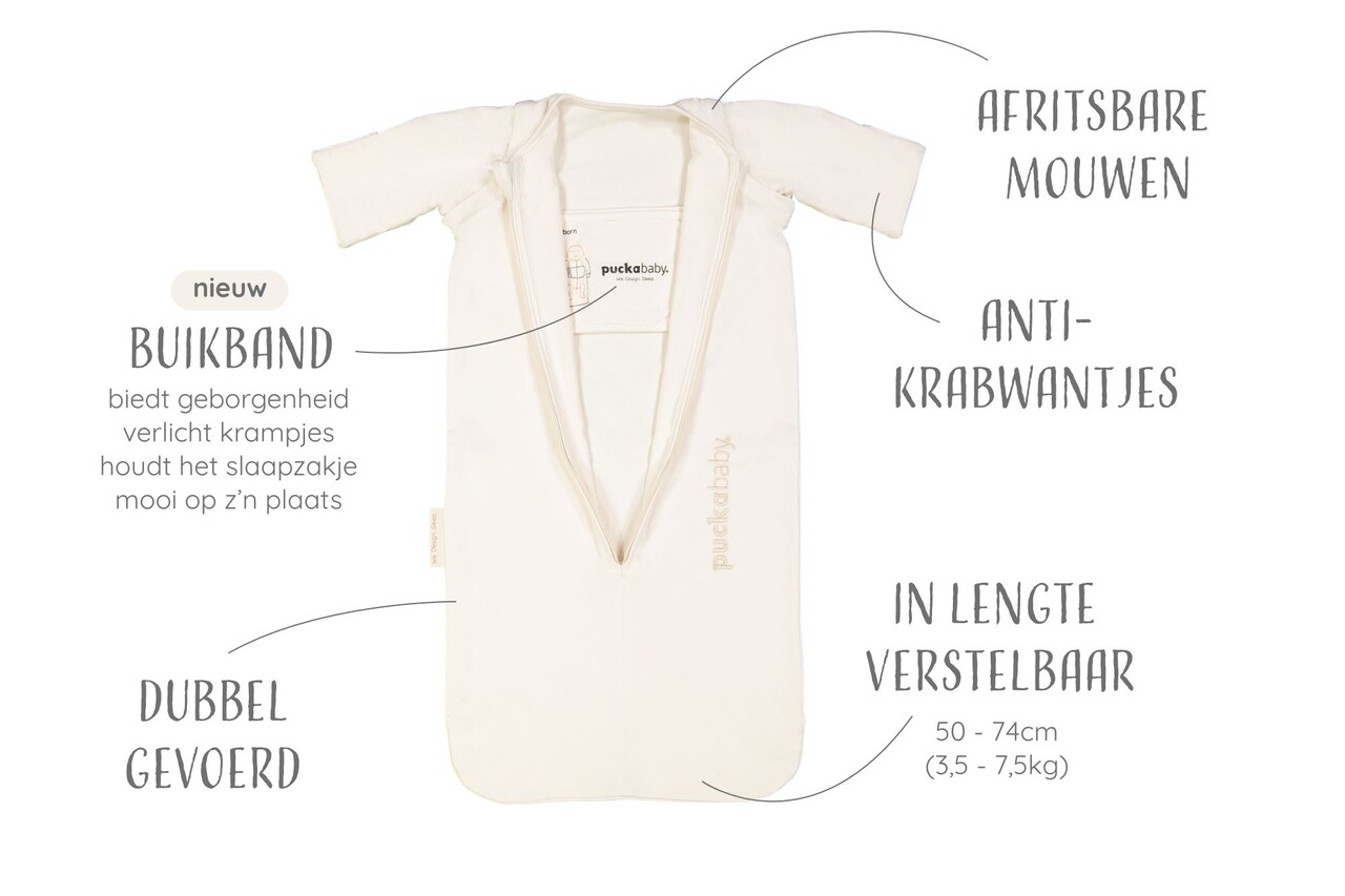Puckababy Slaapzak Bag Newborn <6M - Pure Puckababy Slaapzak Bag Newborn <6M - Pure