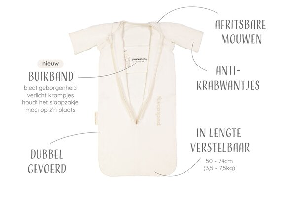 Puckababy Slaapzak Bag Newborn <6M - Pure Puckababy Slaapzak Bag Newborn <6M - Pure