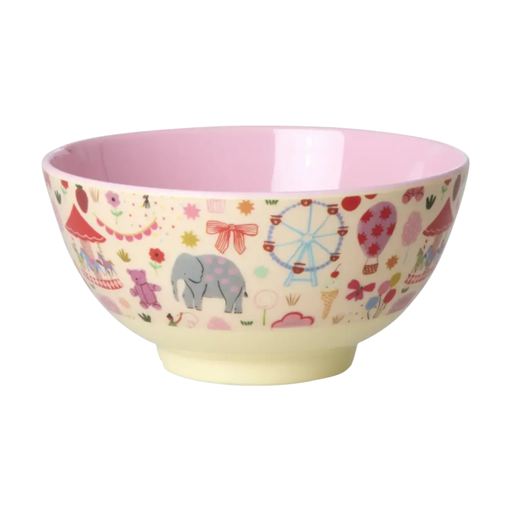 Rice Melamine Bowl with Fun Fair Print - Pink Rice Melamine Bowl with Fun Fair Print - Pink