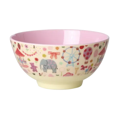 Rice Melamine Bowl with Fun Fair Print - Pink Rice Melamine Bowl with Fun Fair Print - Pink