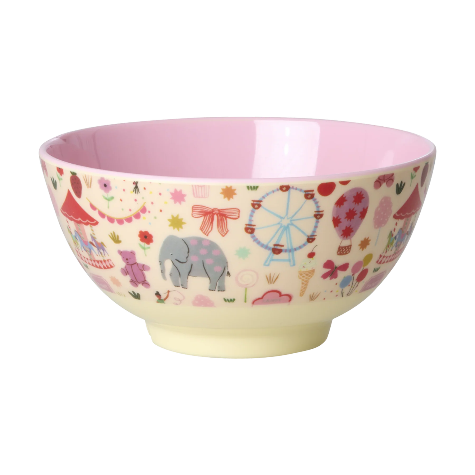 Melamine Bowl with Fun Fair Print - Pink afbeelding