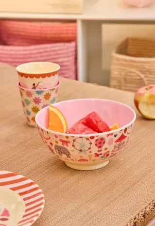 Rice Melamine Bowl with Fun Fair Print - Pink Rice Melamine Bowl with Fun Fair Print - Pink