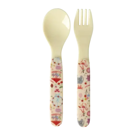 Rice Baby Melamine Spoon and Fork with Fun Pink Rice Baby Melamine Spoon and Fork with Fun Pink