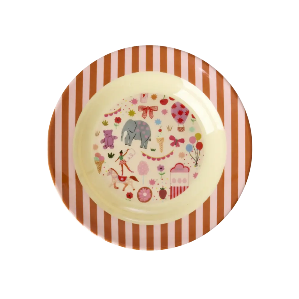 Rice Melamine Diep Bord - Fun Fair Roze