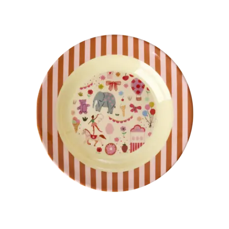 Rice Melamine Diep Bord - Fun Fair Roze