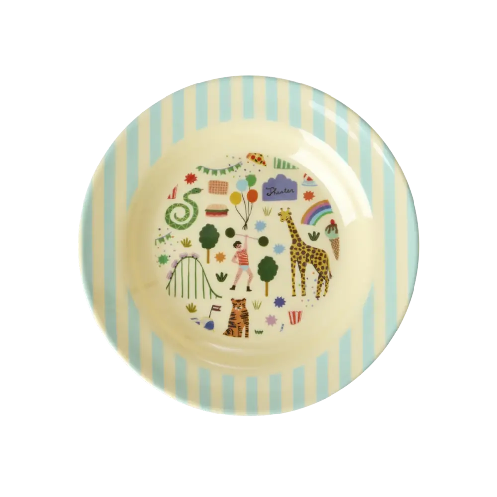 Rice Melamine Kids Bowl with Fun Fair Print - 250  ml - Mint Rice Melamine Kids Bowl with Fun Fair Print - 250  ml - Mint