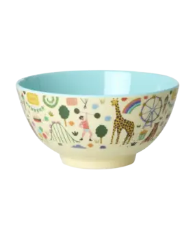 Rice Melamine Bowl with Fun Fair Print - Mint Rice Melamine Bowl with Fun Fair Print - Mint
