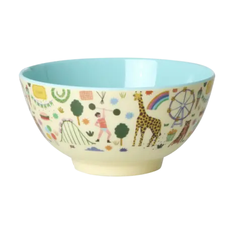 Rice Melamine Bowl with Fun Fair Print - Mint Rice Melamine Bowl with Fun Fair Print - Mint