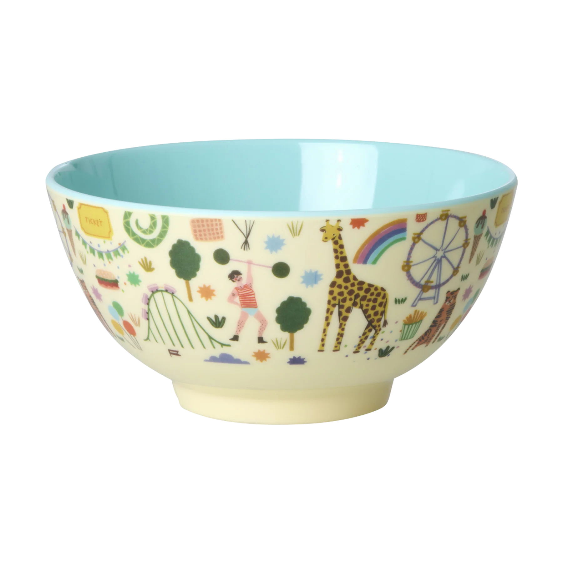 Melamine Bowl with Fun Fair Print - Mint afbeelding