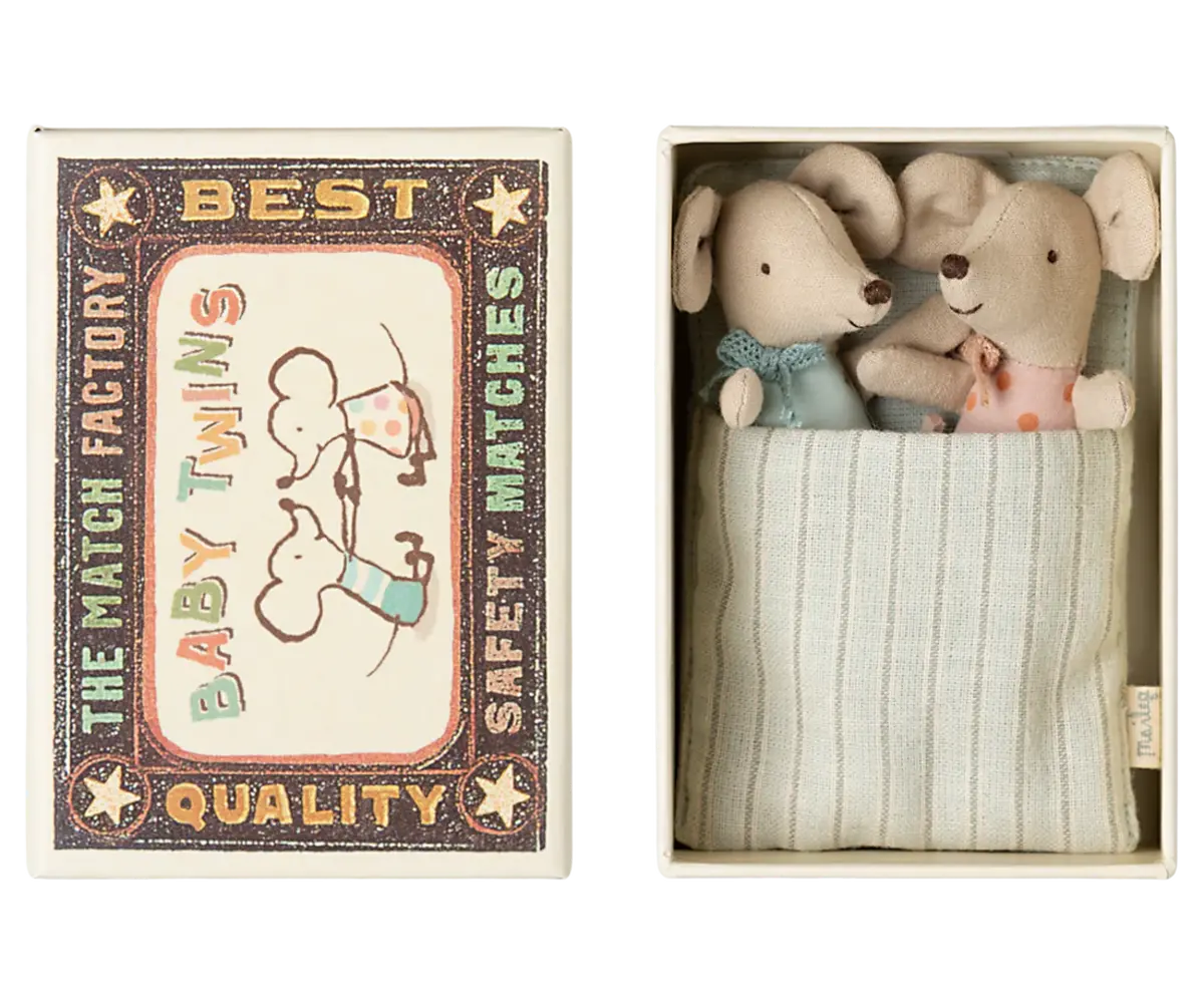 Maileg Twins Baby Mice in Luciferdoosje Maileg Twins Baby Mice in Luciferdoosje