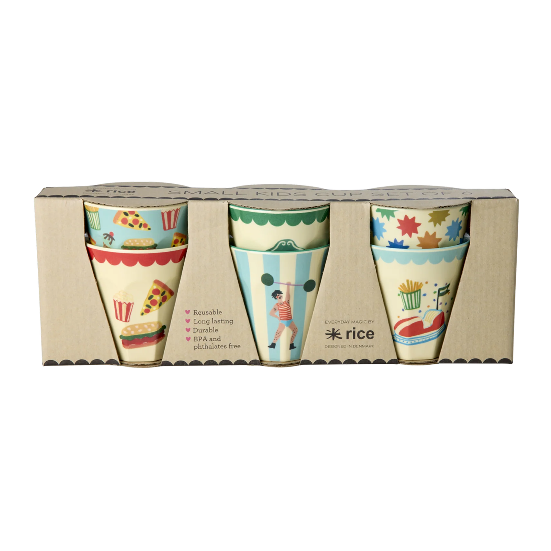 Melamine Beker with Fun Fair Print - Mint 6-pack afbeelding