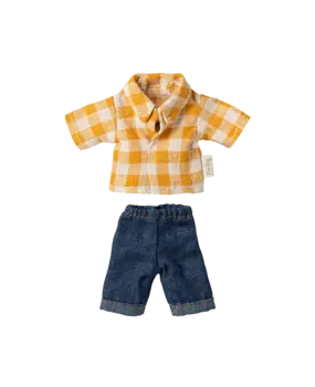Maileg Yellow Checked Shirt and Pants Dad Mouse Maileg Yellow Checked Shirt and Pants Dad Mouse