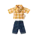 Maileg Yellow Checked Shirt and Pants Dad Mouse