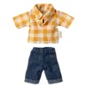 Maileg Yellow Checked Shirt and Pants Dad Mouse