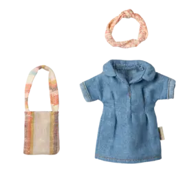 Maileg Denim Dress and Bag Mum Mouse Maileg Denim Dress and Bag Mum Mouse