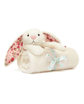Jellycat Blossom Cream Bunny 'Berry' Blankie Knuffeldeken