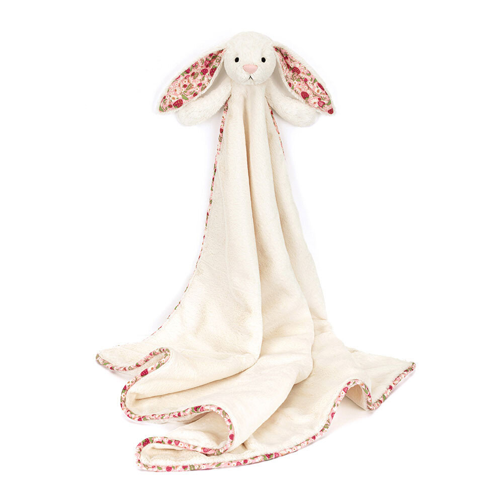 Jellycat Blossom Cream Bunny 'Berry' Blankie Knuffeldeken Jellycat Blossom Cream Bunny 'Berry' Blankie Knuffeldeken